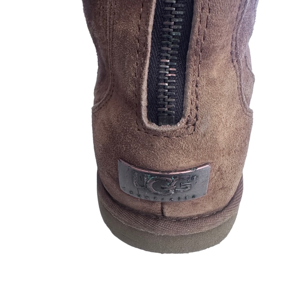 UGG Knightsbridge Boots Brown Back Zipper Shearling Sherpa Lined Suede sz 10 - Picture 2 of 9